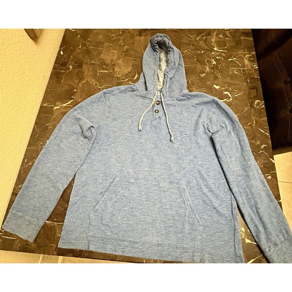 Lucky Brand Grey Label Men's Blue Solid Pullover Hoodie XL Cotton Knit